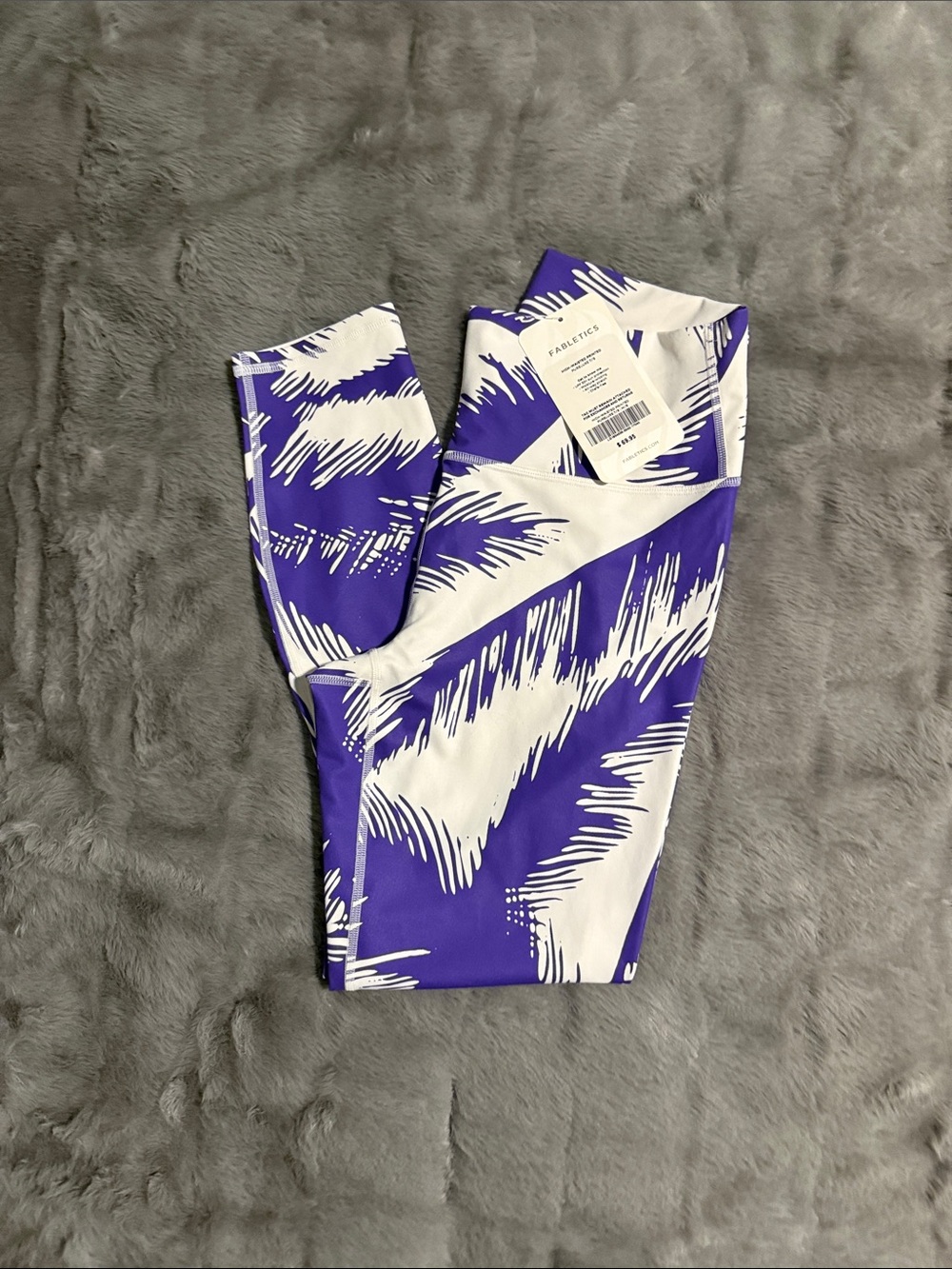 Fabletics Purple & White Abstract Print Leggings